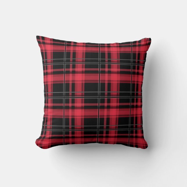 Seamless chequered plaid tartan lined striped patt throw pillow (Front)