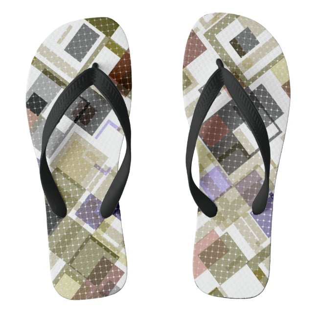 Seamless chequered plaid tartan pattern green brow flip flops (Footbed)