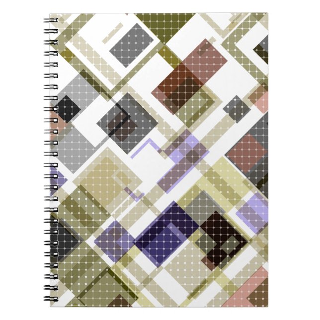 Seamless chequered plaid tartan pattern green brow notebook (Front)