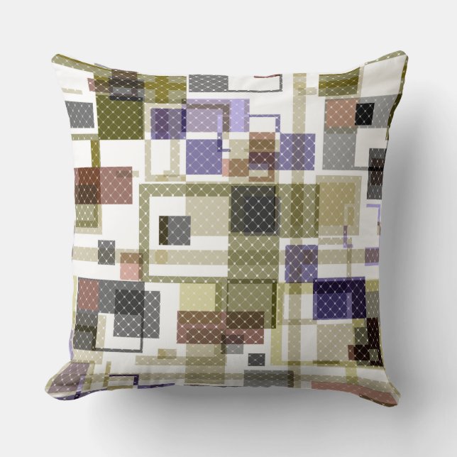 Seamless chequered plaid tartan pattern green brow throw pillow (Front)