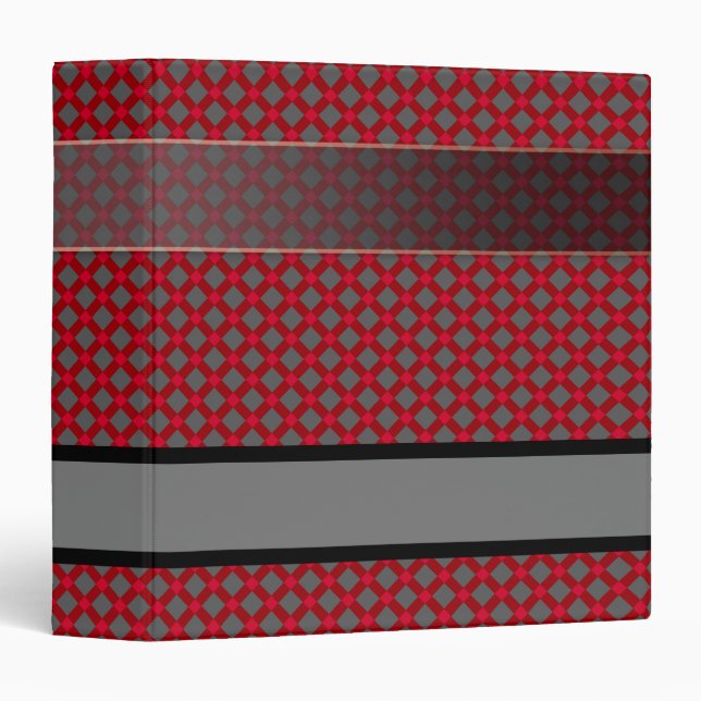 Seamless chequered plaid tartan pattern red grey binder (Front/Spine)