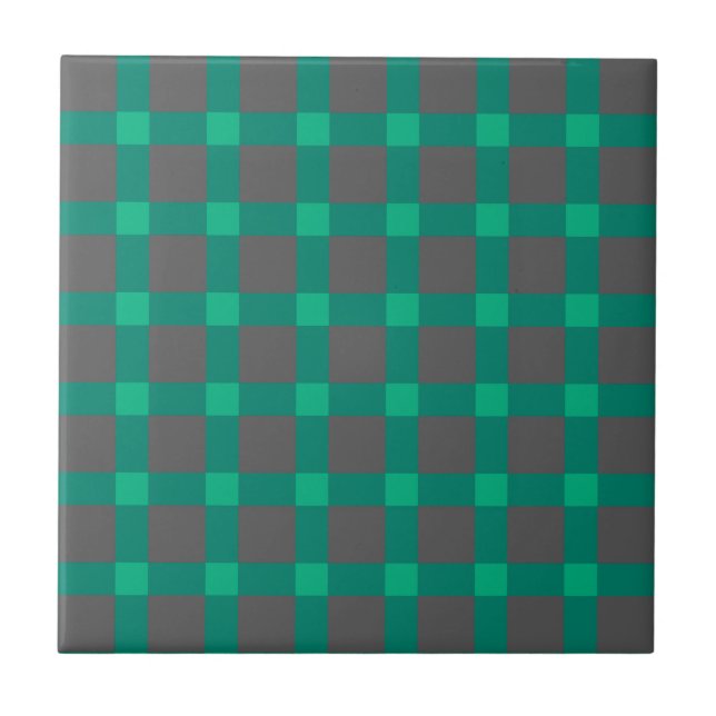 Seamless chequered plaid tartan scottish green gra tile (Front)