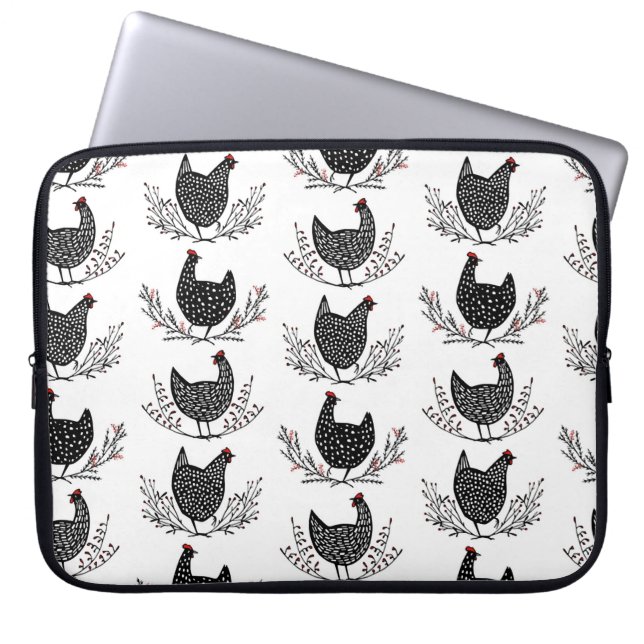 Seamless chicken pattern laptop sleeve (Front)