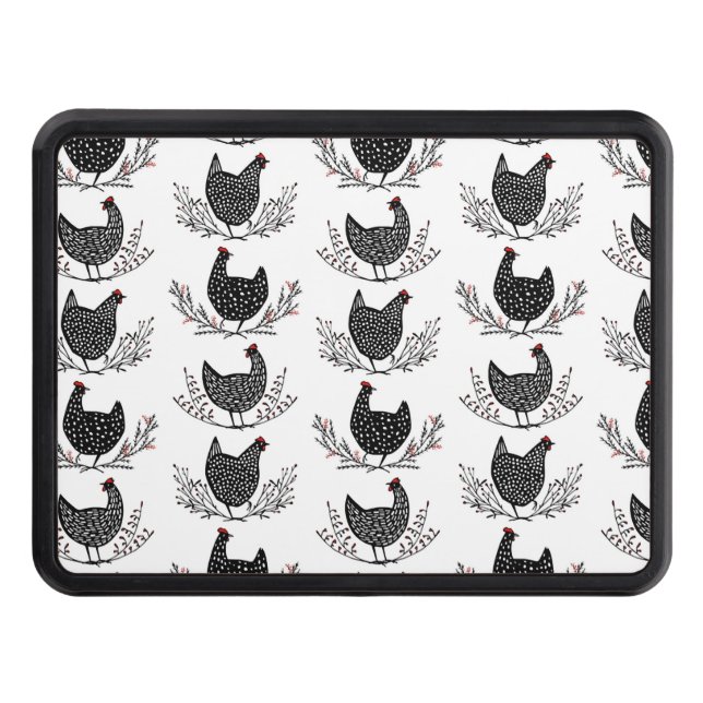 Seamless chicken pattern trailer hitch cover (Front)