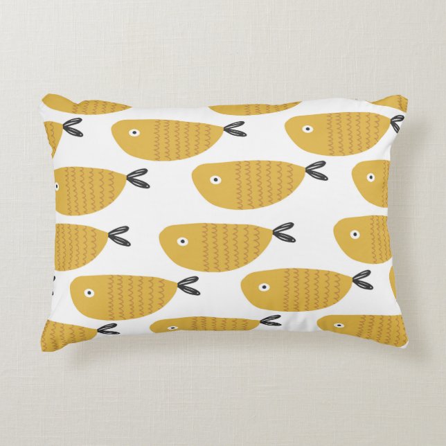 Seamless childish pattern with funny fishes. Creat Accent Pillow (Front)