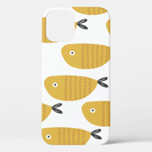 Seamless childish pattern with funny fishes. Creat iPhone 12 Case