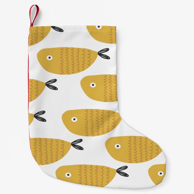 Seamless childish pattern with funny fishes. Creat Small Christmas Stocking (Front)