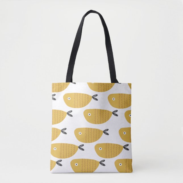 Seamless childish pattern with funny fishes. Creat Tote Bag (Front)