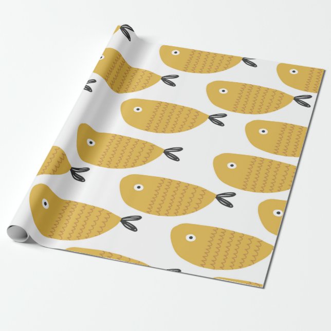 Seamless childish pattern with funny fishes. Creat Wrapping Paper (Unrolled)