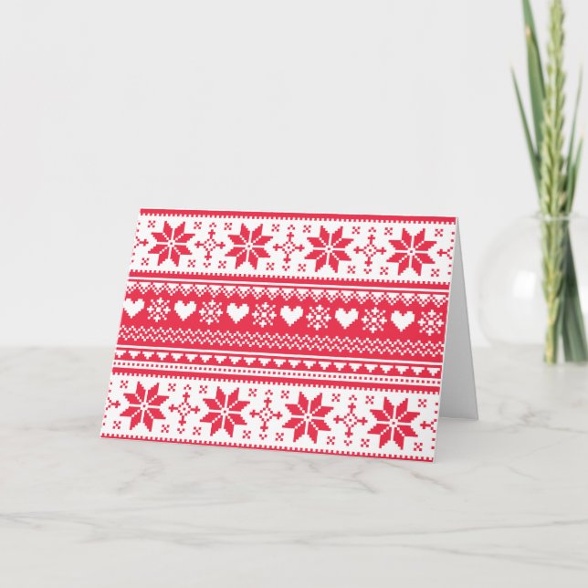 Seamless Christmas card, winter, Scandinavian, ret Holiday Card (Front)