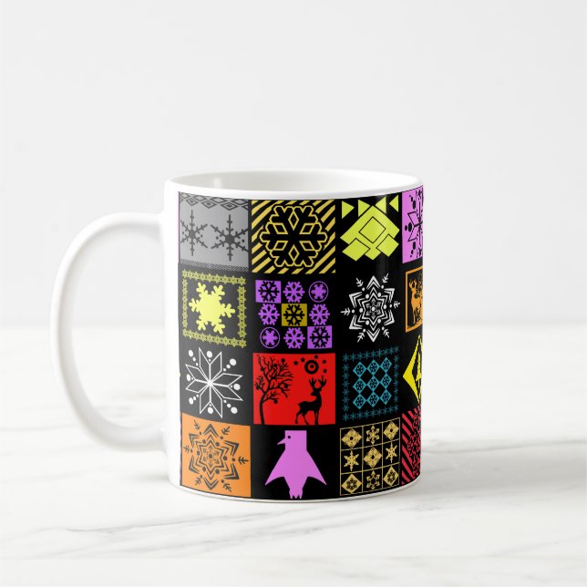 Seamless Christmas elements geometrical snowflake Coffee Mug (Left)