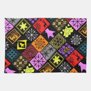 Seamless Christmas elements geometrical snowflake Kitchen Towel