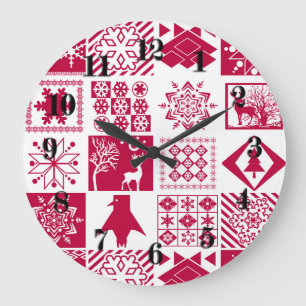 Seamless Christmas elements geometrical snowflake Large Clock