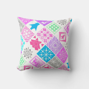 Seamless Christmas elements geometrical snowflake Throw Pillow