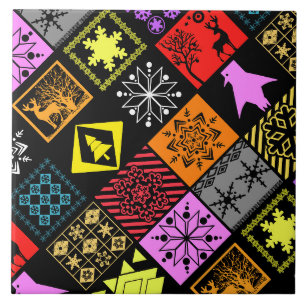 Seamless Christmas elements geometrical snowflake Tile