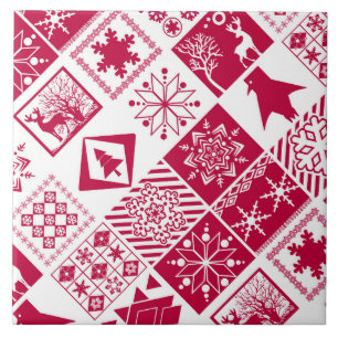 Seamless Christmas elements geometrical snowflake Tile