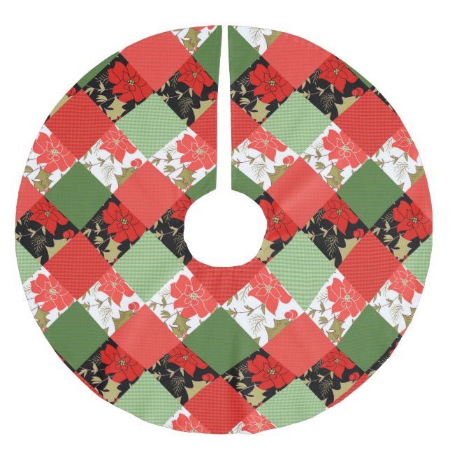 Seamless Christmas patchwork patches pattern geome Brushed Polyester Tree Skirt (Front)
