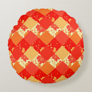 Seamless Christmas patchwork patches pattern geome Round Pillow