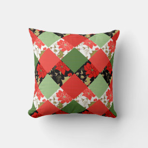 Seamless Christmas patchwork patches pattern geome Throw Pillow