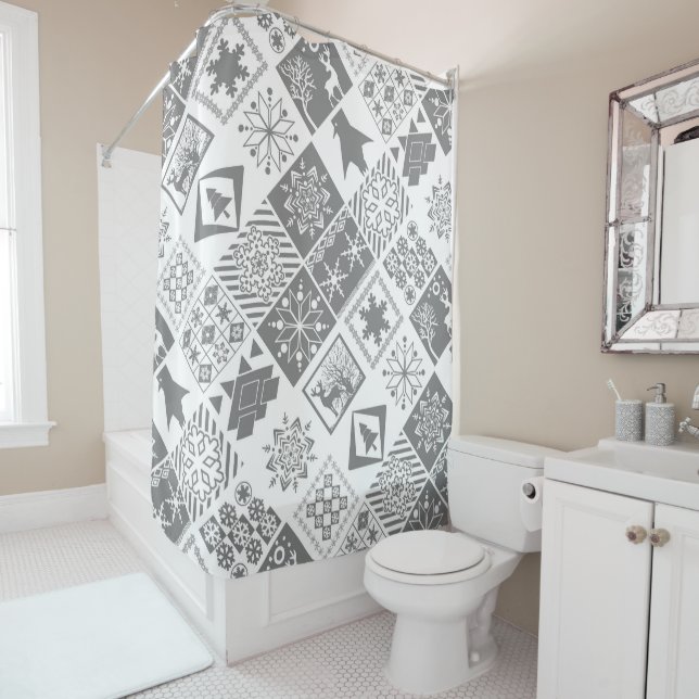 Seamless Christmas patchwork snowflake snow deer t (In Situ)