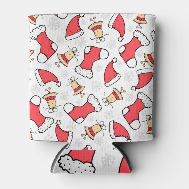 Seamless Christmas pattern, festive design. Can Cooler (Front)