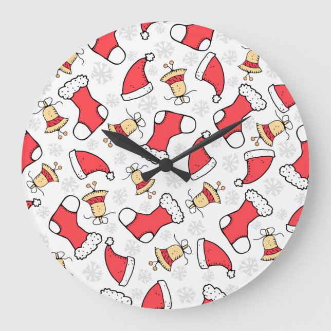 Seamless Christmas pattern, festive design. Large Clock (Front)