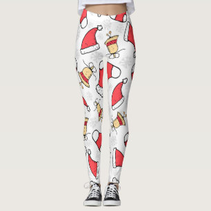 Seamless Christmas pattern, festive design. Leggings