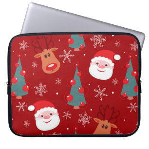 Seamless christmas pattern with reindeer santa tre laptop sleeve