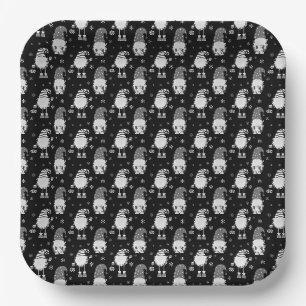 seamless Christmas scandinavian black pattern Paper Plate