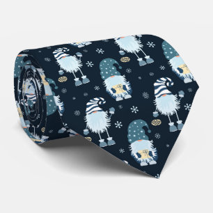 seamless Christmas scandinavian blue pattern Tie