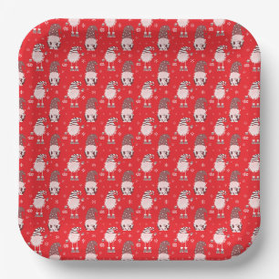 seamless Christmas scandinavian pattern Paper Plate