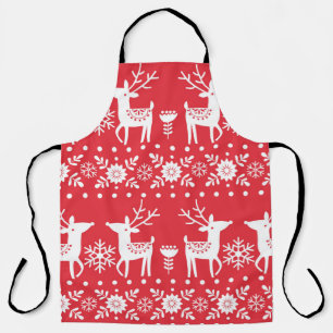 Seamless Christmas scandinavian pattern with white Apron