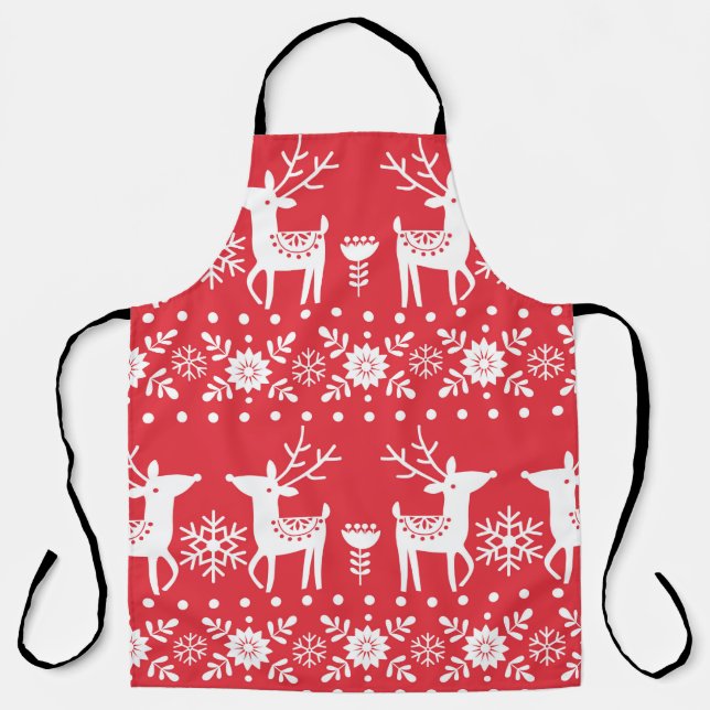 Seamless Christmas scandinavian pattern with white Apron (Front)