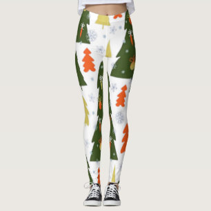 Seamless Christmas Trees Pattern with Decorated Leggings