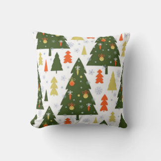 Seamless Christmas Trees Pattern with Decorated Throw Pillow