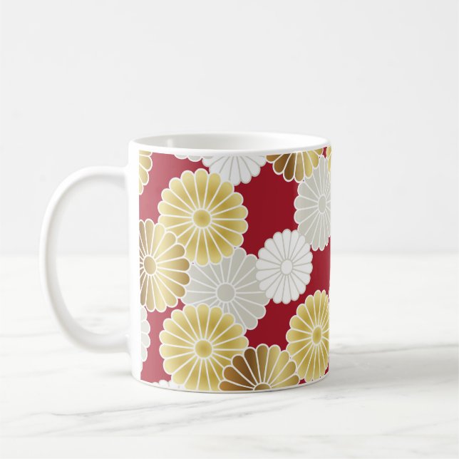 Seamless chrysanthemum pattern in the Japanese tra Coffee Mug (Left)