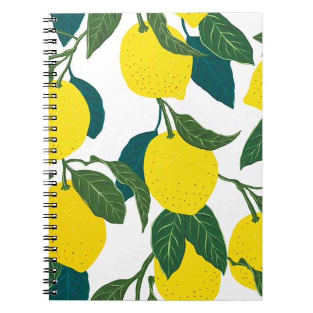Seamless citrus pattern. Hand drawn vintage illust Notebook (Front)