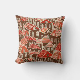 Seamless city pattern in throw pillow