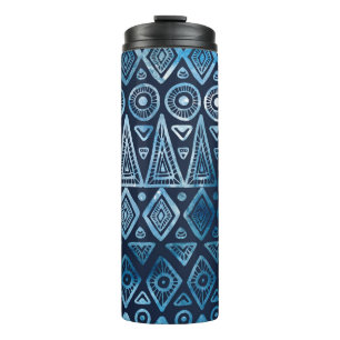 Seamless classic blue ethnic pattern thermal tumbler