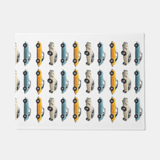 Seamless Classic Cars Pattern – Blue, Beige & Yell Doormat