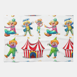Seamless clowns and circus tent kitchen towel