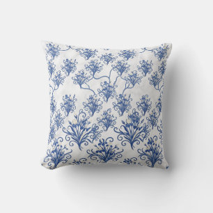 Seamless Cobalt Iris Floral Throw Pillow