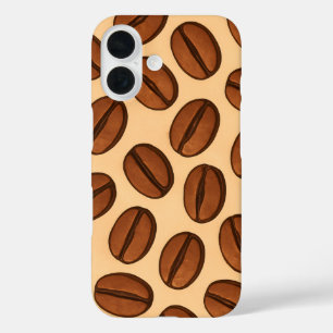 Seamless Coffee Bean Pattern   Warm Brown Café  iPhone 16 Case