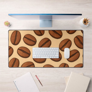 Seamless Coffee Bean Pattern Warm Brown Café Desk Mat