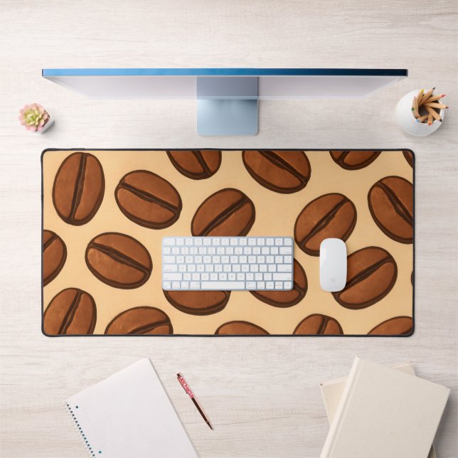 Seamless Coffee Bean Pattern | Warm Brown Café  Desk Mat (Office 1)