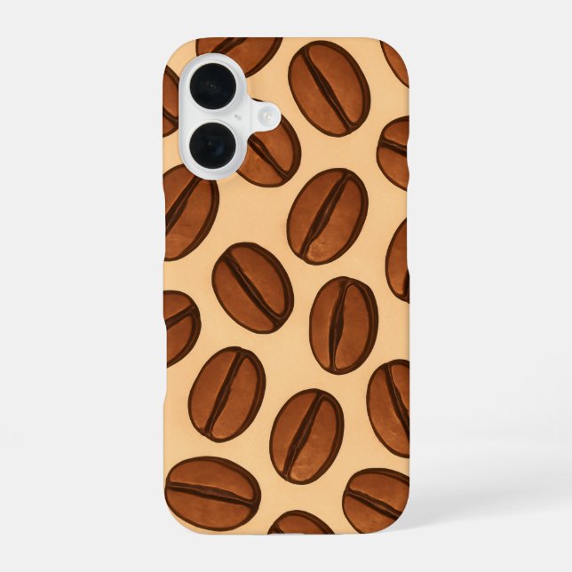 Seamless Coffee Bean Pattern | Warm Brown Café  iPhone 16 Case (Back)