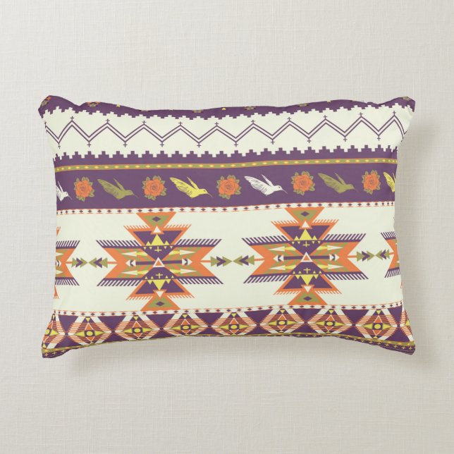 Seamless colorful aztec pattern accent pillow (Front)