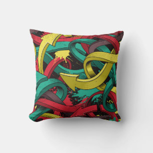 Seamless colorful background of Graffiti on dark b Throw Pillow