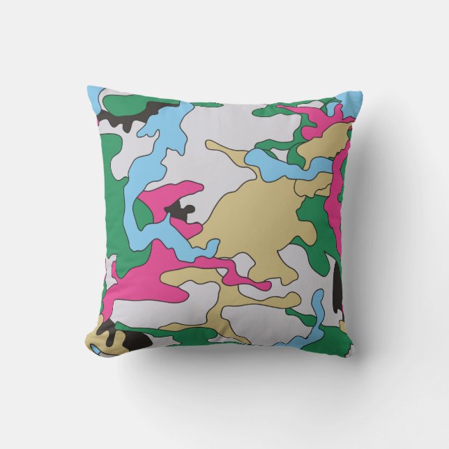 Seamless colorful camouflage background pattern. C Throw Pillow (Front)