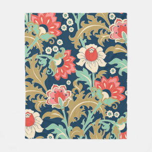 Seamless colorful floral pattern in folk style wit fleece blanket
